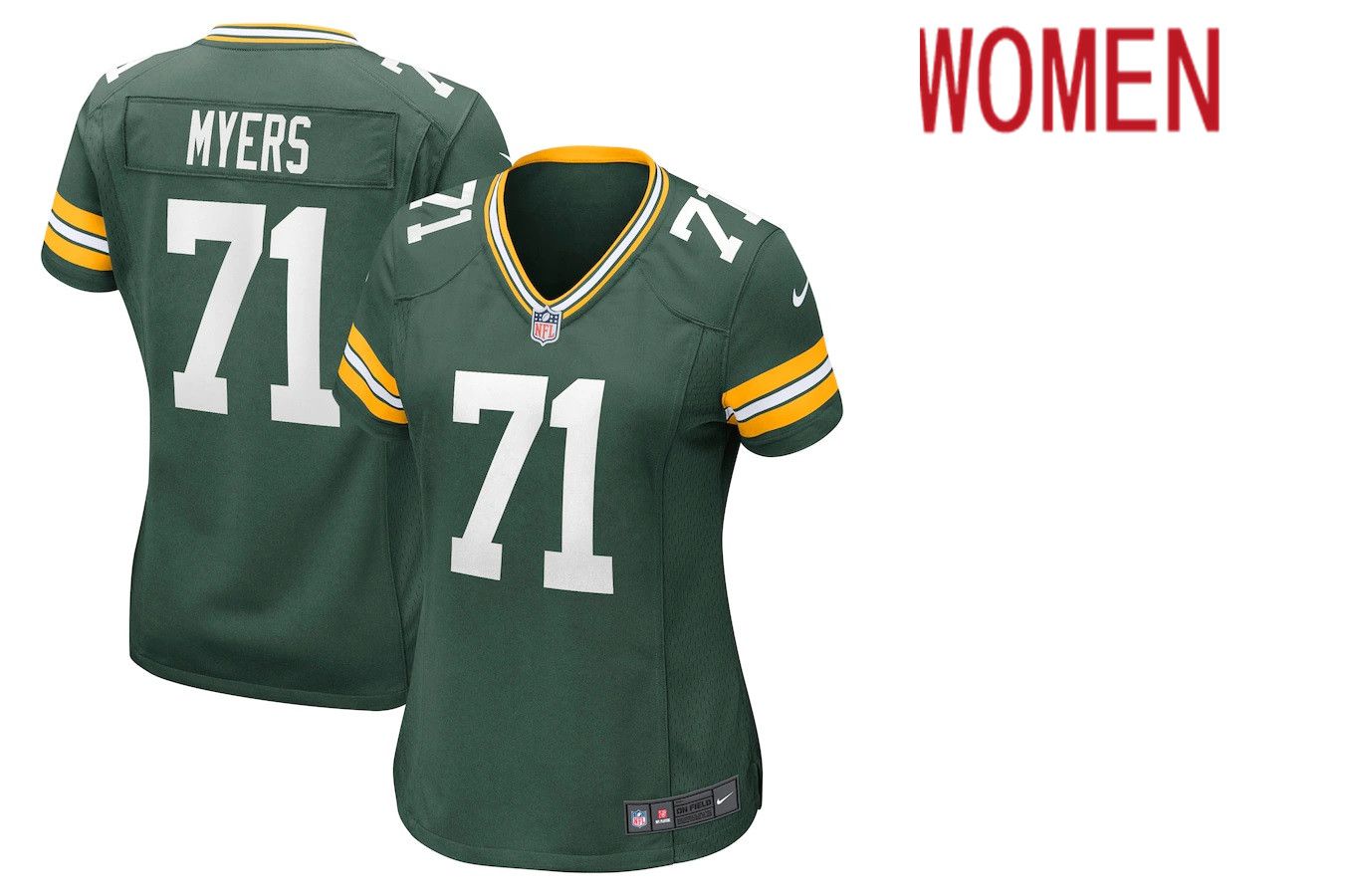 Women Green Bay Packers #71 Josh Myers Green Nike Game NFL Jersey->women nfl jersey->Women Jersey